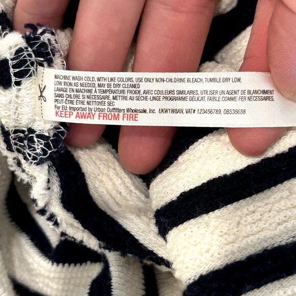 FREE PEOPLE Come On Over Striped Tunic Dress Pockets Beach Small Cotton Sweater - Picture 8 of 10